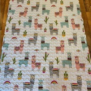Llama Print Comforter with Pink and Blue Accents